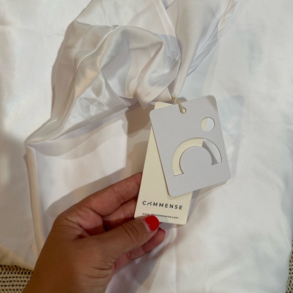 Commense Contrast Trim Tie-Front Long Dress - Picture 6 of 6